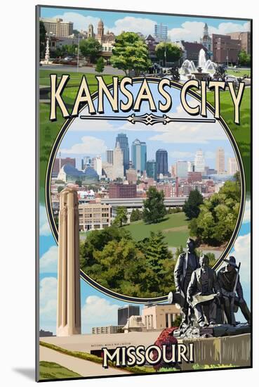 Kansas City, Missouri - Montage Scenes-Lantern Press-Mounted Art Print
