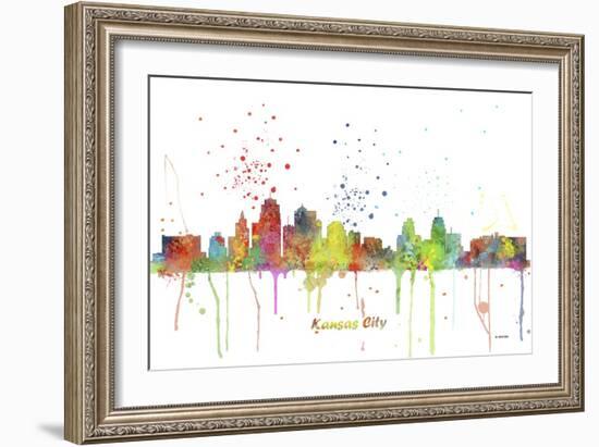 Kansas City Missouri Skyline MCLR 1-Marlene Watson-Framed Giclee Print