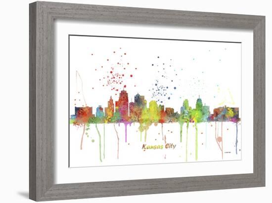 Kansas City Missouri Skyline MCLR 1-Marlene Watson-Framed Giclee Print