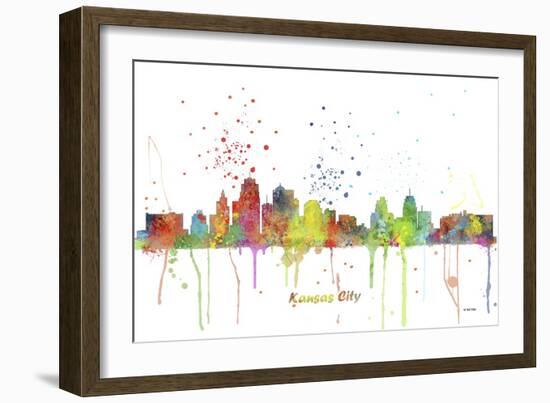 Kansas City Missouri Skyline MCLR 1-Marlene Watson-Framed Giclee Print