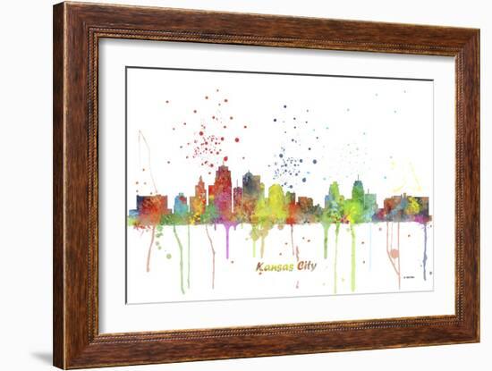 Kansas City Missouri Skyline MCLR 1-Marlene Watson-Framed Giclee Print