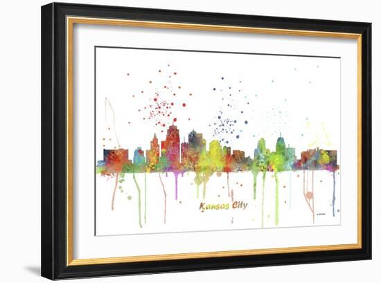 Kansas City Missouri Skyline MCLR 1-Marlene Watson-Framed Giclee Print