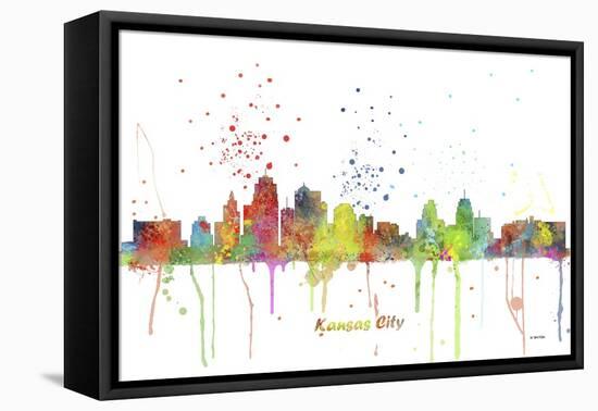 Kansas City Missouri Skyline MCLR 1-Marlene Watson-Framed Premier Image Canvas