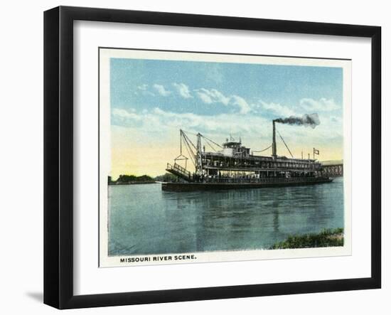 Kansas City, Missouri - View of a Steamer on the Missouri River-Lantern Press-Framed Art Print