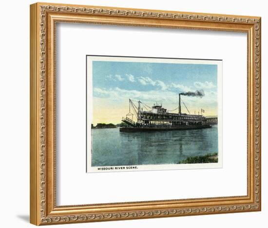 Kansas City, Missouri - View of a Steamer on the Missouri River-Lantern Press-Framed Art Print