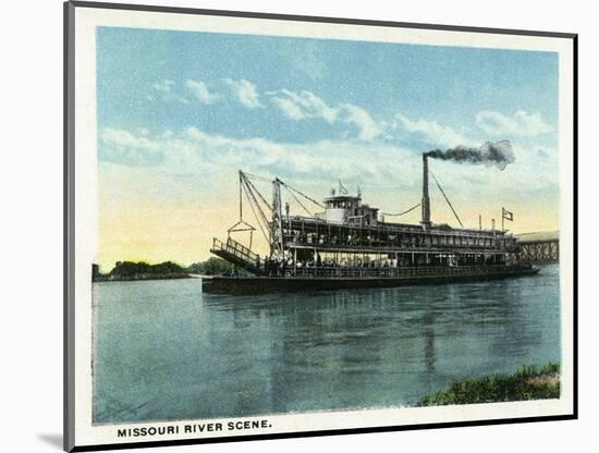 Kansas City, Missouri - View of a Steamer on the Missouri River-Lantern Press-Mounted Art Print