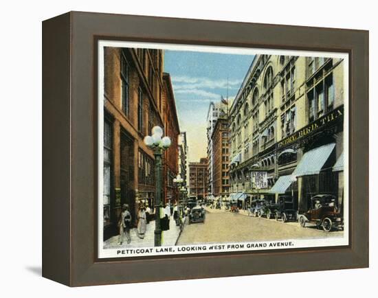 Kansas City, Missouri - Western View Down Petticoat Lane from Grand Avenue-Lantern Press-Framed Stretched Canvas