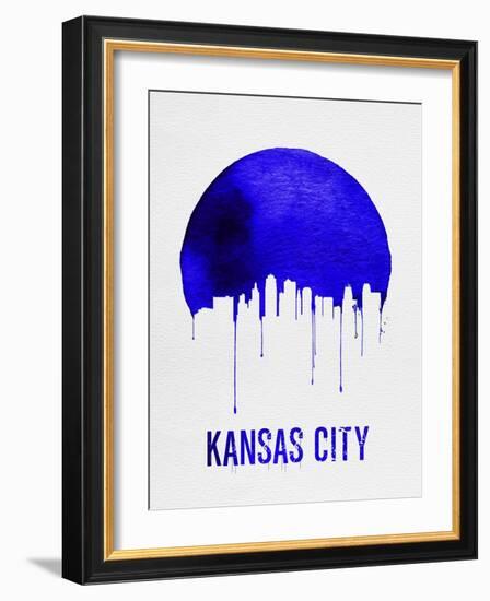 Kansas City Skyline Blue-null-Framed Art Print