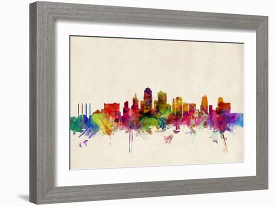 Kansas City Skyline-Michael Tompsett-Framed Art Print