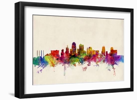 Kansas City Skyline-Michael Tompsett-Framed Art Print