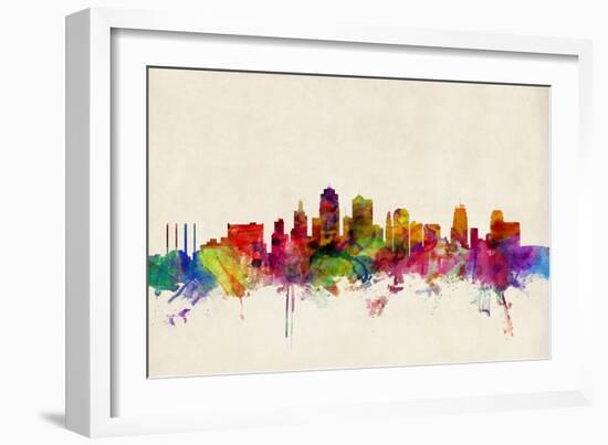 Kansas City Skyline-Michael Tompsett-Framed Art Print