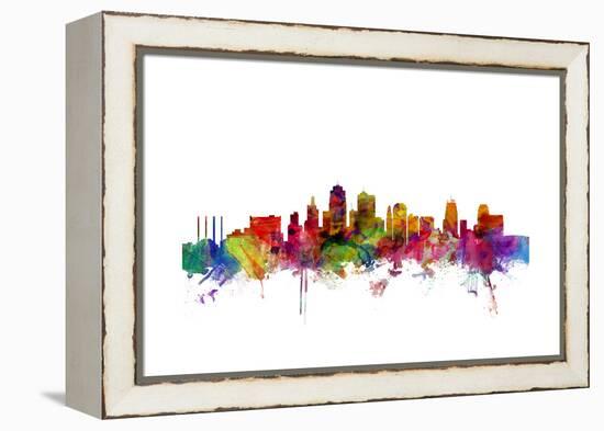 Kansas City Skyline-Michael Tompsett-Framed Stretched Canvas