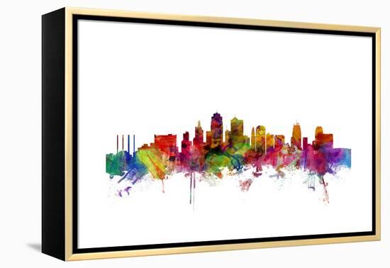 Kansas City Skyline-Michael Tompsett-Framed Stretched Canvas