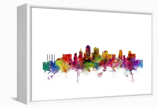 Kansas City Skyline-Michael Tompsett-Framed Stretched Canvas