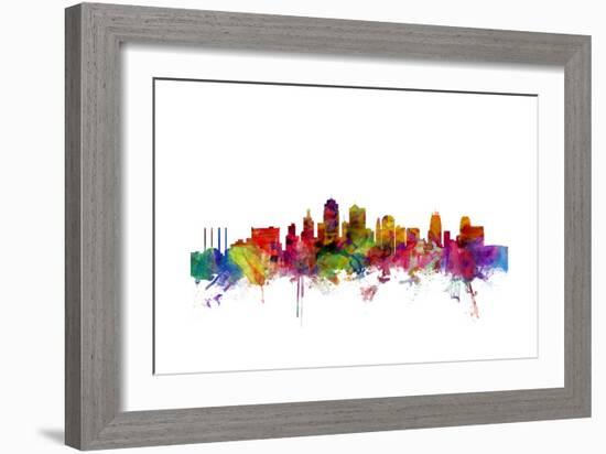 Kansas City Skyline-Michael Tompsett-Framed Art Print