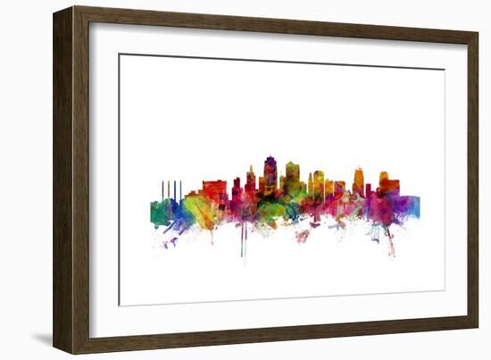 Kansas City Skyline-Michael Tompsett-Framed Art Print