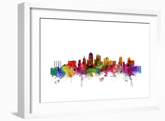 Kansas City Skyline-Michael Tompsett-Framed Art Print