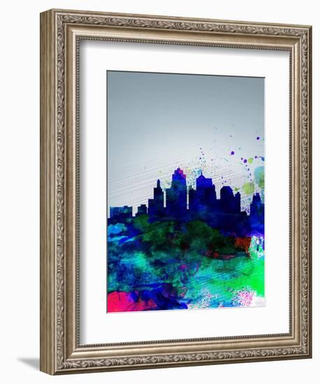 Kansas City Watercolor Skyline-NaxArt-Framed Art Print