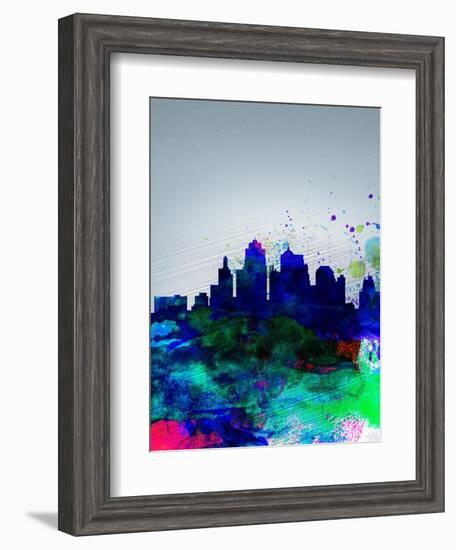 Kansas City Watercolor Skyline-NaxArt-Framed Art Print