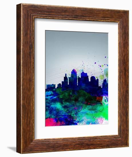 Kansas City Watercolor Skyline-NaxArt-Framed Art Print