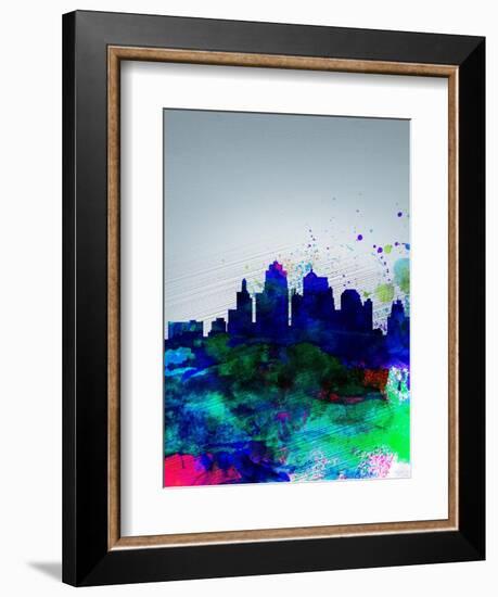 Kansas City Watercolor Skyline-NaxArt-Framed Art Print