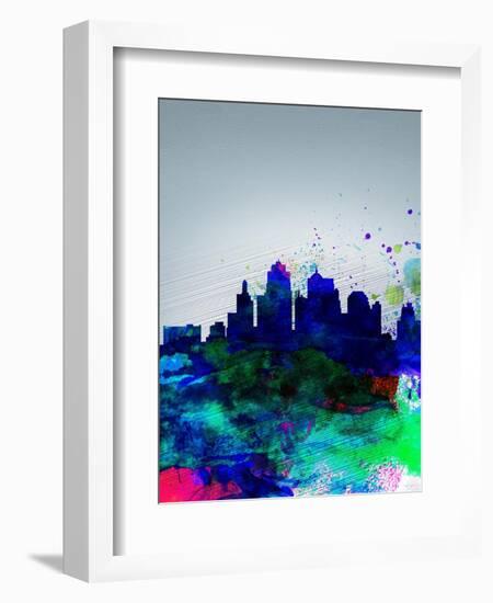 Kansas City Watercolor Skyline-NaxArt-Framed Art Print