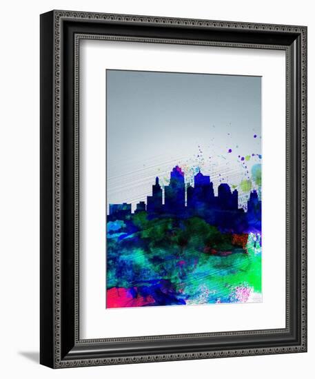 Kansas City Watercolor Skyline-NaxArt-Framed Art Print