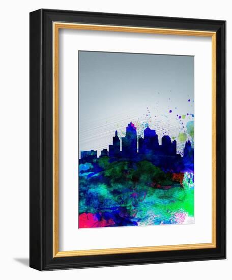 Kansas City Watercolor Skyline-NaxArt-Framed Art Print