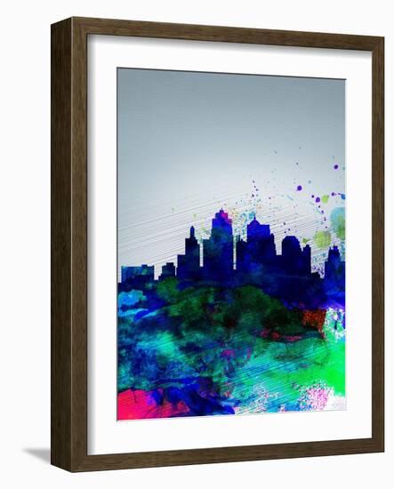 Kansas City Watercolor Skyline-NaxArt-Framed Art Print