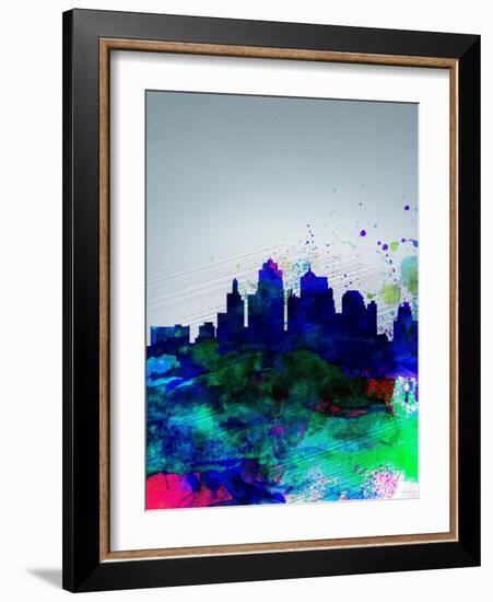 Kansas City Watercolor Skyline-NaxArt-Framed Art Print