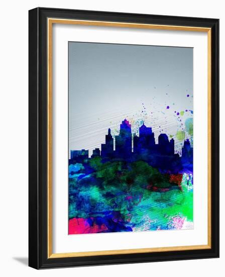 Kansas City Watercolor Skyline-NaxArt-Framed Art Print