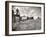 Kansas Farmer Driving Farmall Tractor as He Pulls a Manned Combine During Wheat Harvest-Margaret Bourke-White-Framed Photographic Print