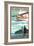 Kansas - Float Plane and Fisherman-Lantern Press-Framed Art Print