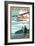 Kansas - Float Plane and Fisherman-Lantern Press-Framed Art Print