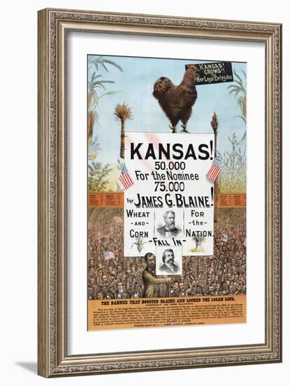 Kansas! for James G Blaine.-J.M.W. Jones Sta'y & P't'g Co-Framed Art Print