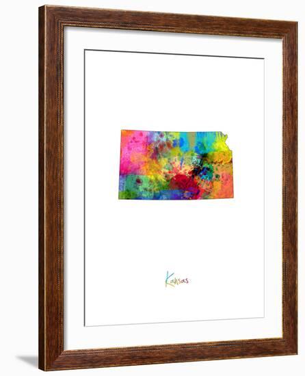 Kansas Map-Michael Tompsett-Framed Art Print