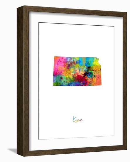 Kansas Map-Michael Tompsett-Framed Art Print