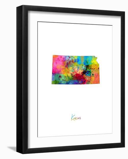 Kansas Map-Michael Tompsett-Framed Art Print