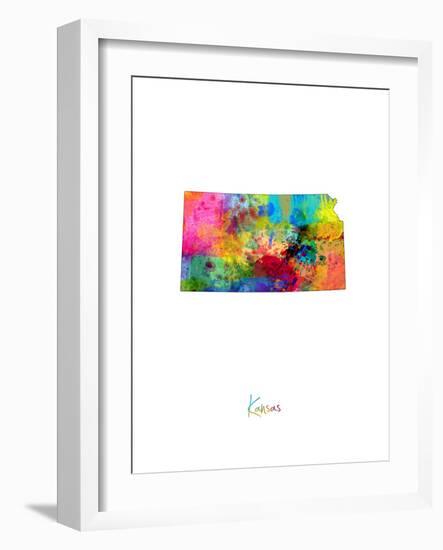 Kansas Map-Michael Tompsett-Framed Art Print