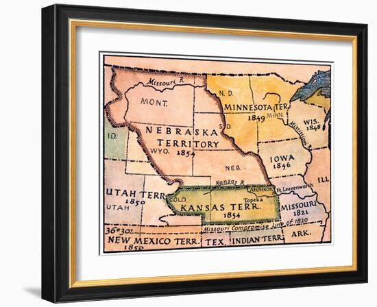 Kansas-Nebraska Map, 1854-null-Framed Giclee Print