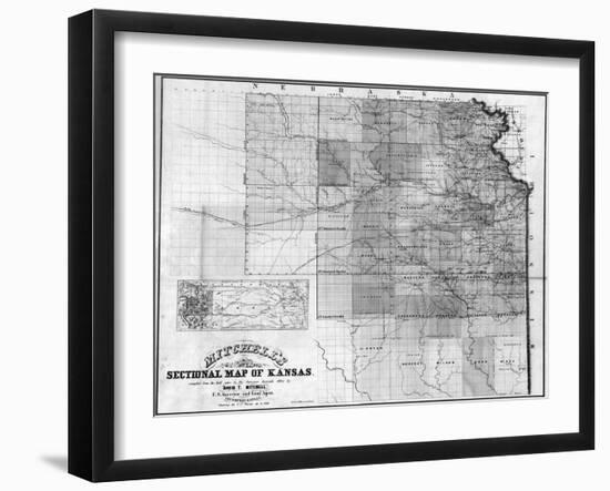 Kansas - Panoramic Map-Lantern Press-Framed Art Print