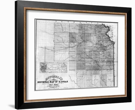 Kansas - Panoramic Map-Lantern Press-Framed Art Print