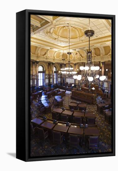 Kansas State Capital, State Senate Chamber, Topeka, Kansas, USA-Walter Bibikow-Framed Premier Image Canvas