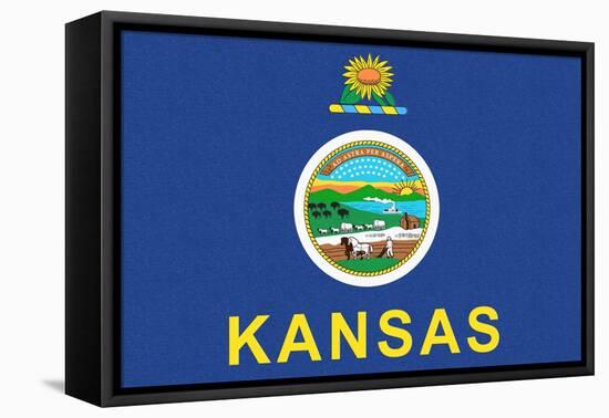 Kansas State Flag-Lantern Press-Framed Stretched Canvas