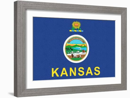 Kansas State Flag-Lantern Press-Framed Art Print