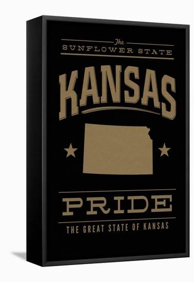 Kansas State Pride - Gold on Black-Lantern Press-Framed Stretched Canvas