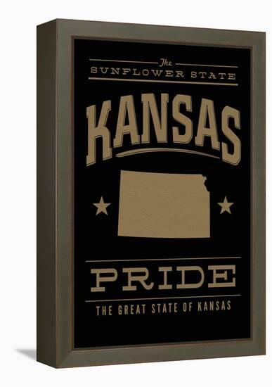 Kansas State Pride - Gold on Black-Lantern Press-Framed Stretched Canvas