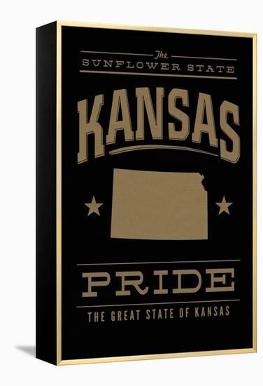 Kansas State Pride - Gold on Black-Lantern Press-Framed Stretched Canvas