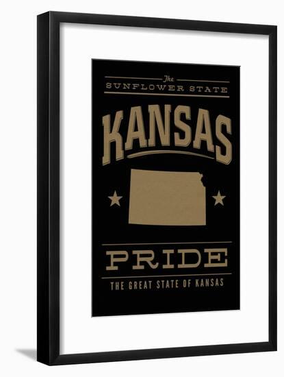 Kansas State Pride - Gold on Black-Lantern Press-Framed Art Print