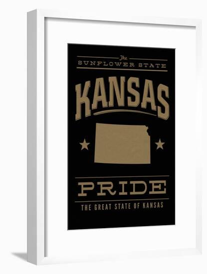 Kansas State Pride - Gold on Black-Lantern Press-Framed Art Print